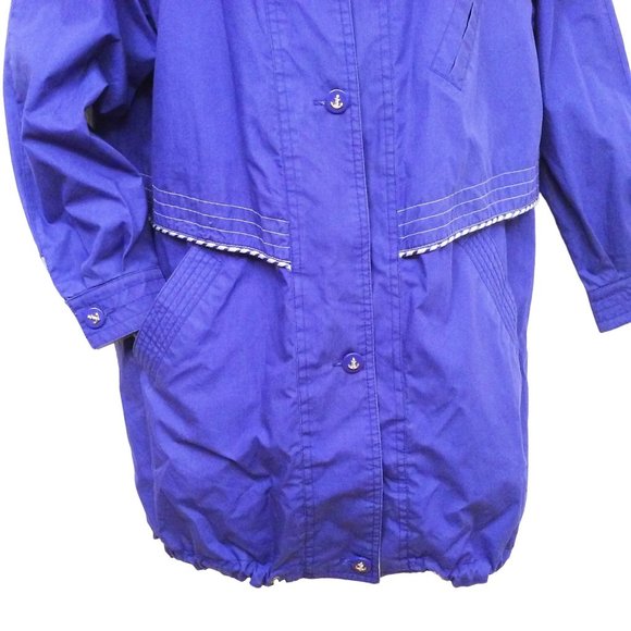 Vintage 90s London Fog Towne Chore Coat Utility Cargo Jacket -S Pockets Purple - Picture 4 of 10
